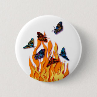 Macaron Rond 5 Cm Bouton Flamme Papillons