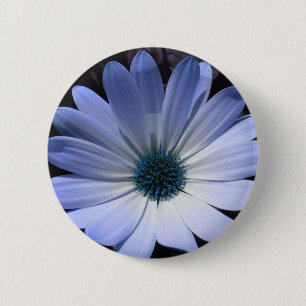 Macaron Rond 5 Cm Bouton Fleur Bleu Faisy