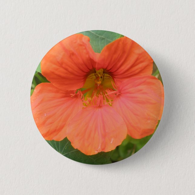Macaron Rond 5 Cm Bouton Fleur de Nasturtium orange (Devant)