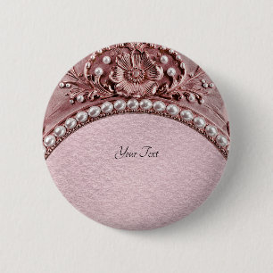 Macaron Rond 5 Cm Bouton Fleur Rose