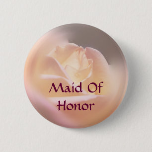 Macaron Rond 5 Cm Bouton Fleur Rose D'Honneur