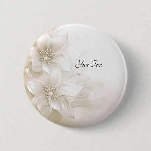 Macaron Rond 5 Cm Bouton Fleurs Blanc Ivoire