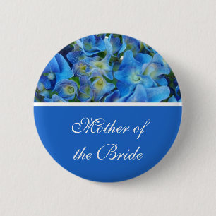 Macaron Rond 5 Cm bouton fleurs d'hydrangée bleue