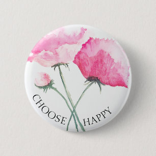 Macaron Rond 5 Cm Bouton Fleurs roses