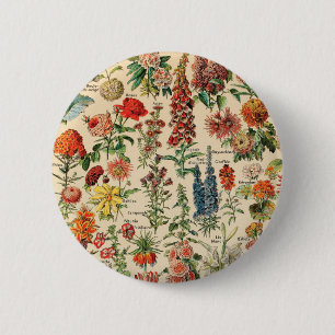 Macaron Rond 5 Cm Bouton Fleurs vintages