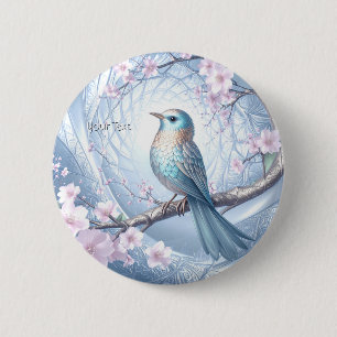 Macaron Rond 5 Cm Bouton floral Blue Bird