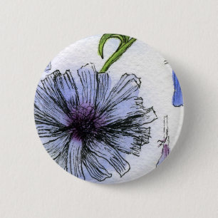 Macaron Rond 5 Cm Bouton floral "chickory"
