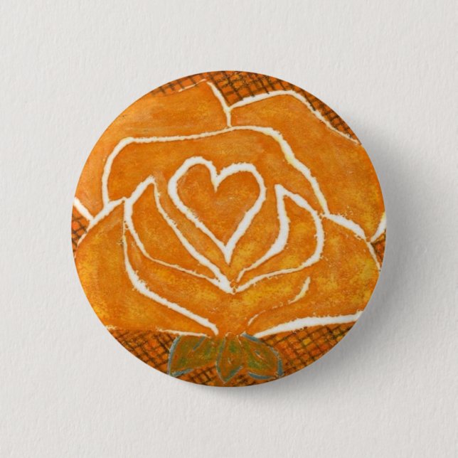 Macaron Rond 5 Cm Bouton floral "Coeur Rose #3" (Devant)