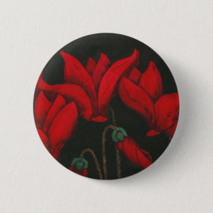 Macaron Rond 5 Cm Bouton floral "Cyclaman rouge"