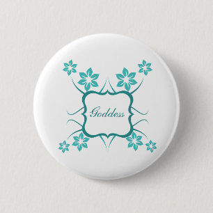 Macaron Rond 5 Cm Bouton floral de déesse, Turquoise