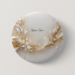 Macaron Rond 5 Cm Bouton Floral en Or Blanc