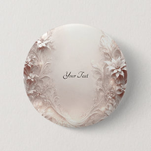 Macaron Rond 5 Cm Bouton floral ivoire blanc