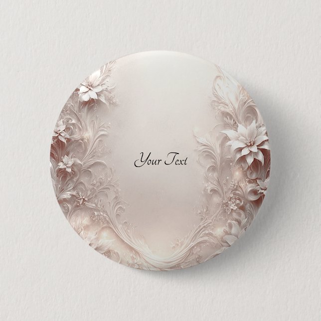 Macaron Rond 5 Cm Bouton floral ivoire blanc (Devant)