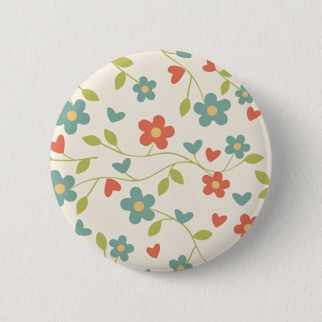 Macaron Rond 5 Cm Bouton Floral motif (Devant)