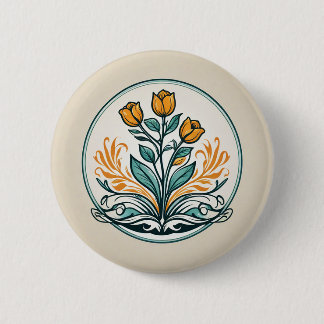 Macaron Rond 5 Cm Bouton Floral orange