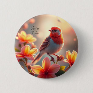Macaron Rond 5 Cm Bouton Floral Orange Bird