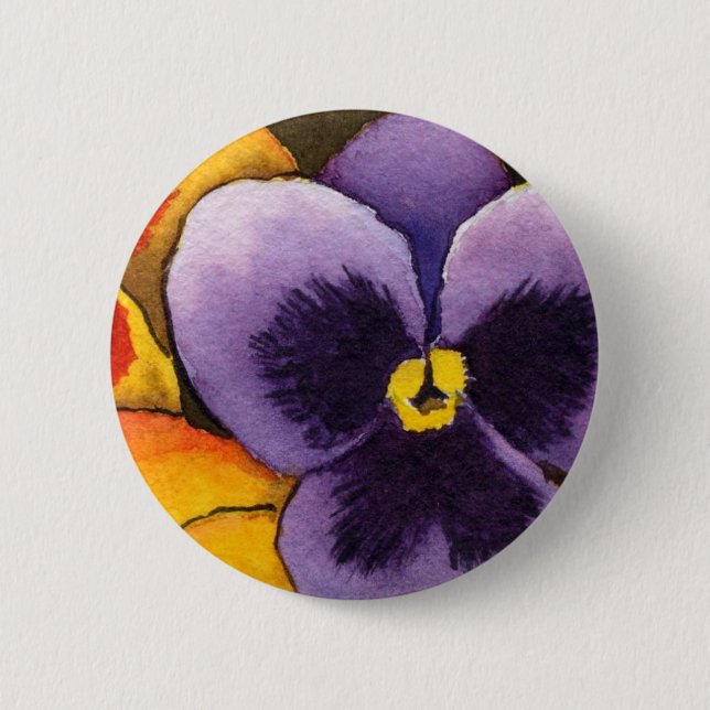 Macaron Rond 5 Cm Bouton floral "Pansy #1" (Devant)