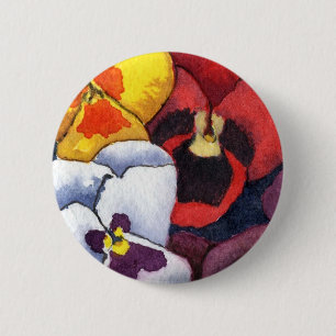 Macaron Rond 5 Cm Bouton floral "Pansy #2"
