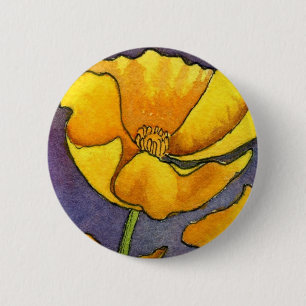 Macaron Rond 5 Cm Bouton floral "Pavot jaune"