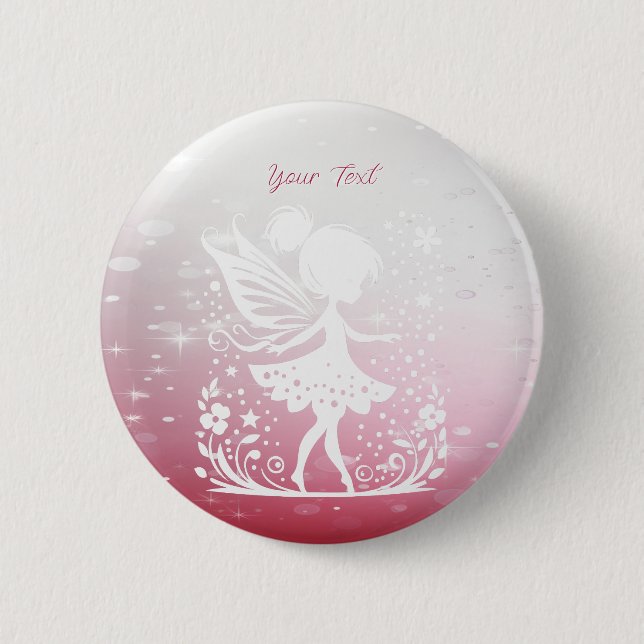 Macaron Rond 5 Cm Bouton Floral Petite Fée (Devant)