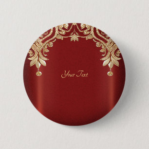 Macaron Rond 5 Cm Bouton floral rouge or moderne