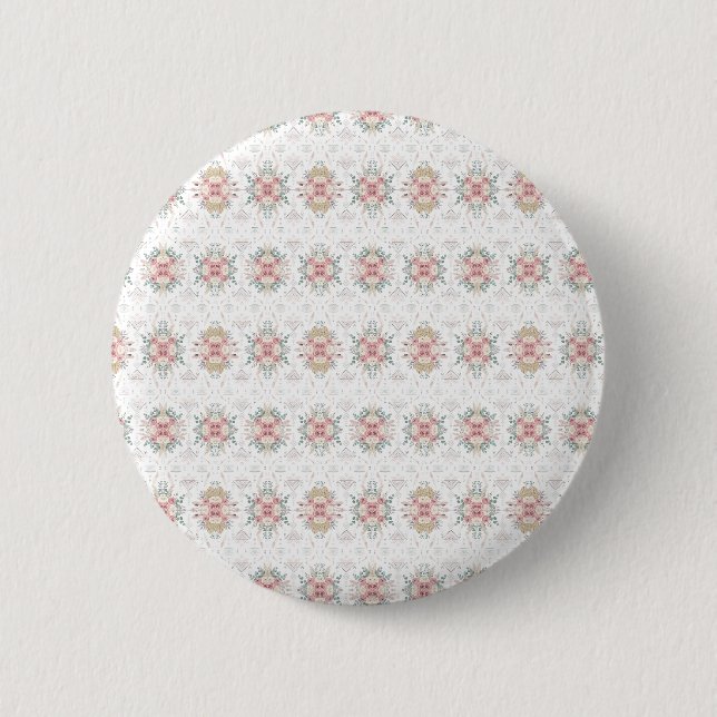 Macaron Rond 5 Cm Bouton floral tribal élégant (Devant)