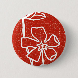 Macaron Rond 5 Cm Bouton floral "Vinca rouge"