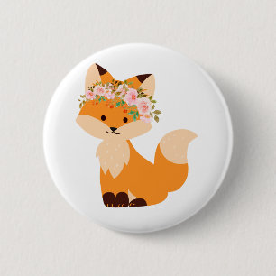 Macaron Rond 5 Cm Bouton Flower Fox