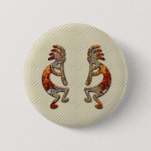 Macaron Rond 5 Cm Bouton "Flûte de Kokopelli"