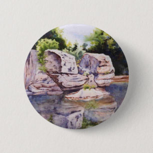 Macaron Rond 5 Cm Bouton Flux, rivières et lacs