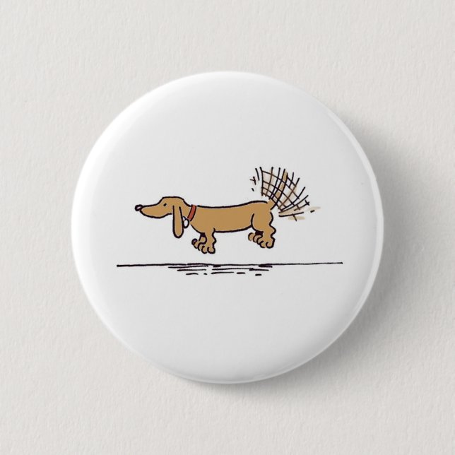 Macaron Rond 5 Cm Bouton Flying Dachshund (Devant)