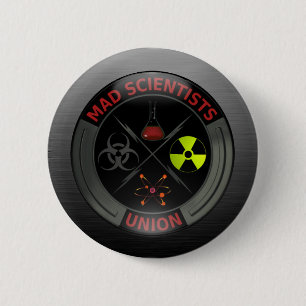Macaron Rond 5 Cm Bouton fou brillant des syndicats de scientifique