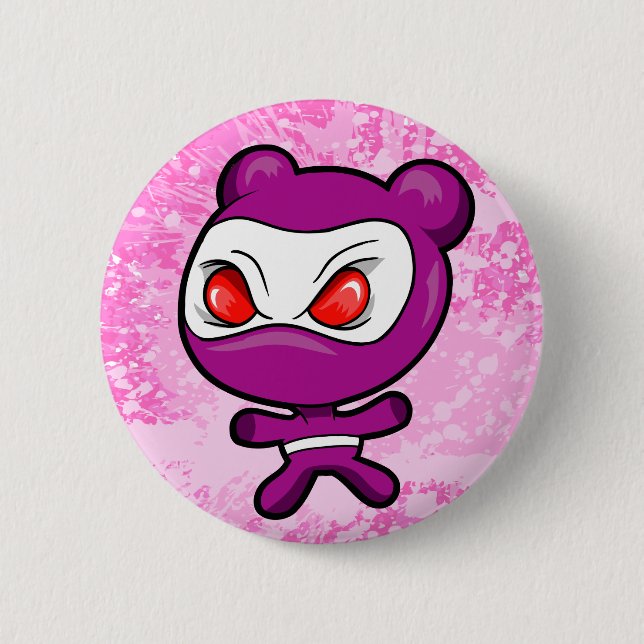 Macaron Rond 5 Cm Bouton fou de Ninja de guerrier d'ours blanc (Devant)