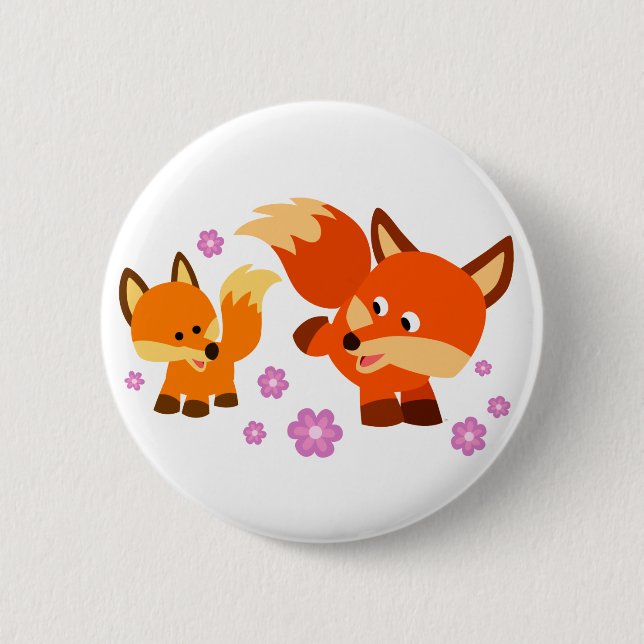 Macaron Rond 5 Cm Bouton Foxes joli jeu de dessin (Devant)