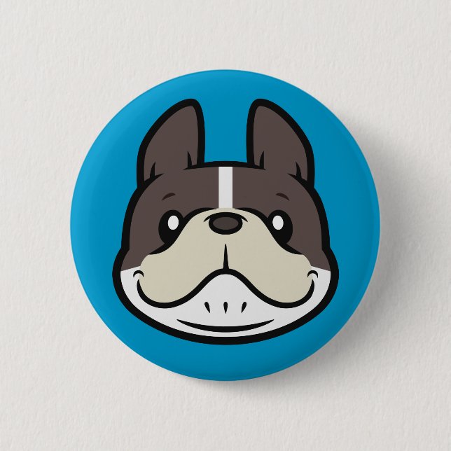 Macaron Rond 5 Cm Bouton français Bulldog (Devant)