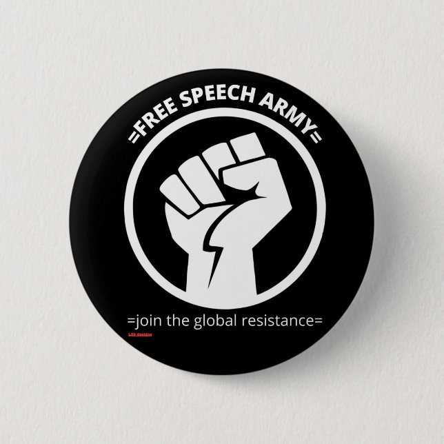 Macaron Rond 5 Cm bouton "FREE SPEECH ARMY" (Devant)