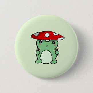 Macaron Rond 5 Cm Bouton Froggy Champignons