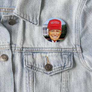 MACARON ROND 5 CM BOUTON FUNNY DONALD TRUMP