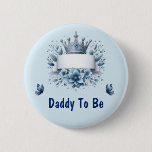 Macaron Rond 5 Cm Bouton futur papa Prince royal bleu