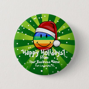 Macaron Rond 5 Cm Bouton gai heureux de Père Noël de Noël de drapeau