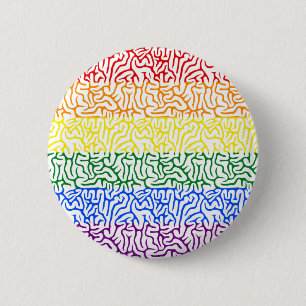 Macaron Rond 5 Cm Bouton Gay pride du cerveau arc-en-ciel
