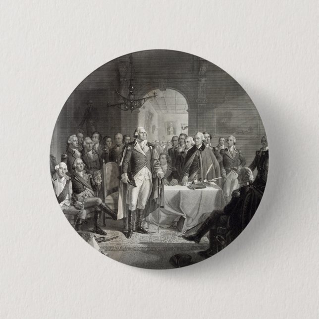 Macaron Rond 5 Cm Bouton George Washington et ses généraux (Devant)