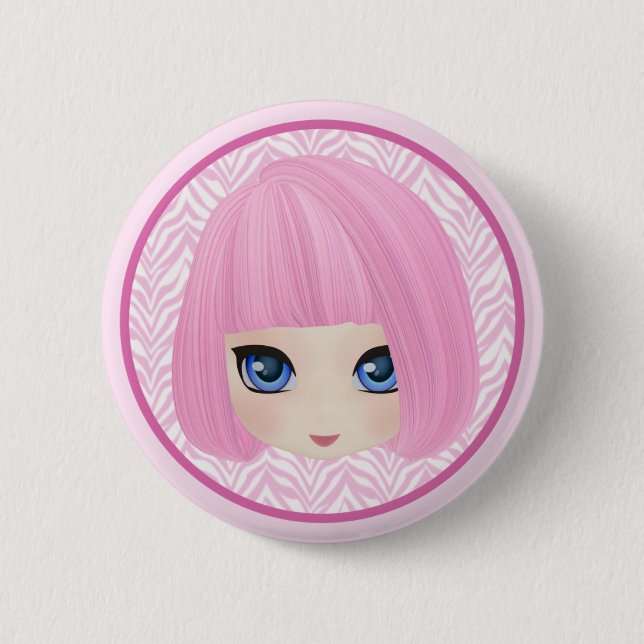 Macaron Rond 5 Cm Bouton Girly de mode de Marianne de fille (Devant)
