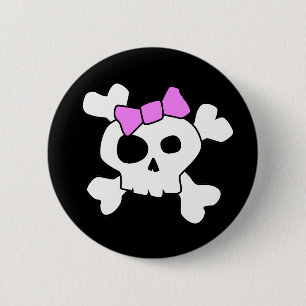 Macaron Rond 5 Cm Bouton Girly mignon de crâne