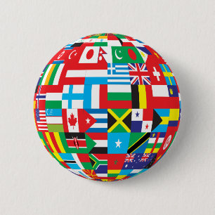 Macaron Rond 5 Cm bouton globe of flags