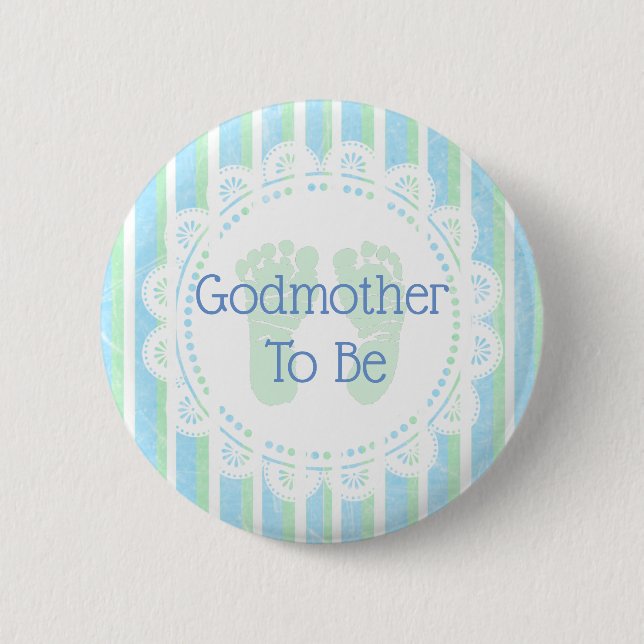Macaron Rond 5 Cm Bouton Godmère à être bleu vert Baby shower (Devant)