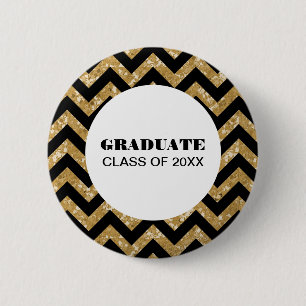 Macaron Rond 5 Cm Bouton Gold Chevron Parties scintillant graduation