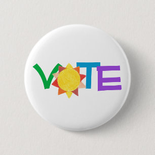 Macaron Rond 5 Cm Bouton GOTV du vote Sunny