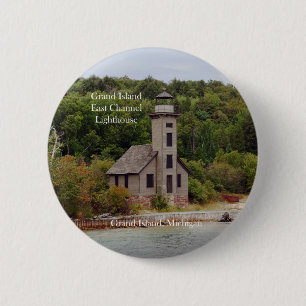 Macaron Rond 5 Cm Bouton Grand Island East Channel Lighthouse