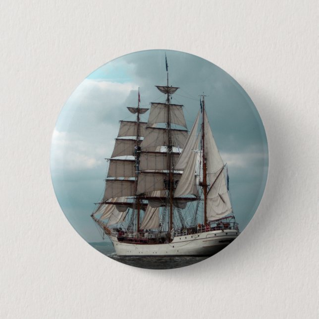 Macaron Rond 5 Cm Bouton grand magnifique de bateau (Devant)